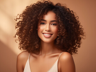 Photo of beauty female with curly hairs