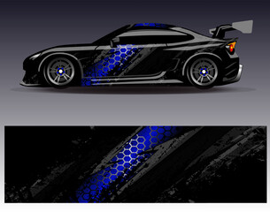 Car wrap design vector.Graphic abstract stripe racing background designs for vehicle, rally, race, adventure and car racing livery