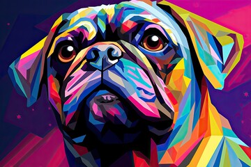 Pug Wallpaper: Colored Stylish Backdrop for a Playful and Vibrant Home Decor