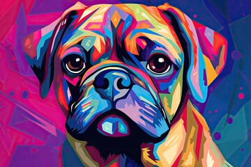 Colored Stylish Pug Wallpaper: Vibrant Backdrop for Dog Lovers