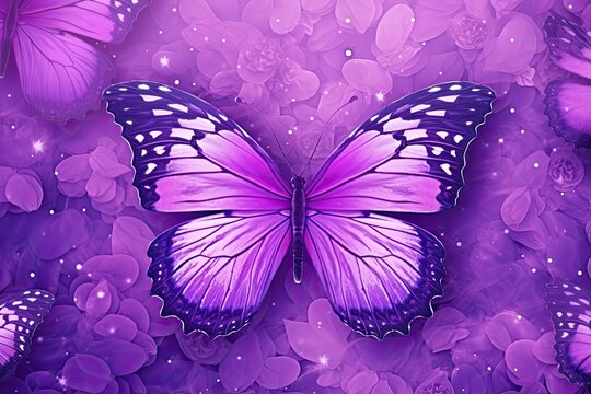 Purple Butterfly Wallpaper: Trendy Art Background in Stunning Shades of Purple