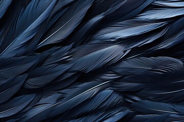 Raven Black Glossy Bird Feather Texture: Captivating Dark Color and Sheen - obrazy, fototapety, plakaty