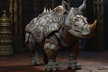 Fototapeta premium Rhinoceros Grey Color: Exploring the Armored Mammal Texture Up Close