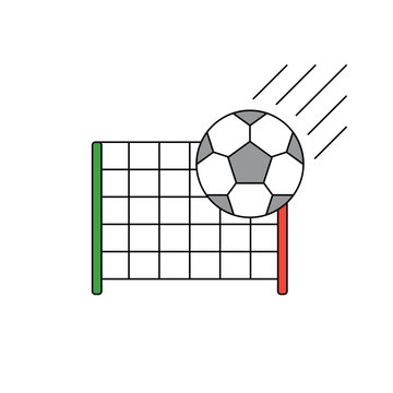 Football ball and goal colored vector clipart