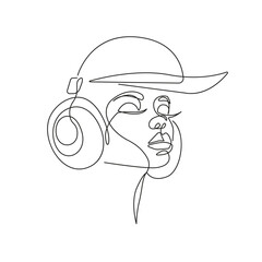 Woman Face Continuous One Line Drawing. Female Face Line Drawing Sketch Illustration. Woman Face Modern Minimalist Contour Art Design. Vector EPS 10. 