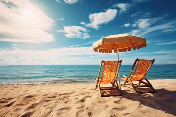 Fototapeta premium Tranquil Beach Scenes: Embracing the Relaxing Sunlight and Summer Mood