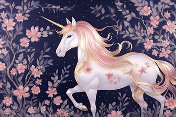 Unicorn Glitter Wallpaper: Seamless Textile Design for Magical Decor