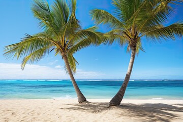 Vacation Travel Holiday Beach Banner Image: Palm Trees on Beach - A Tropical Escape