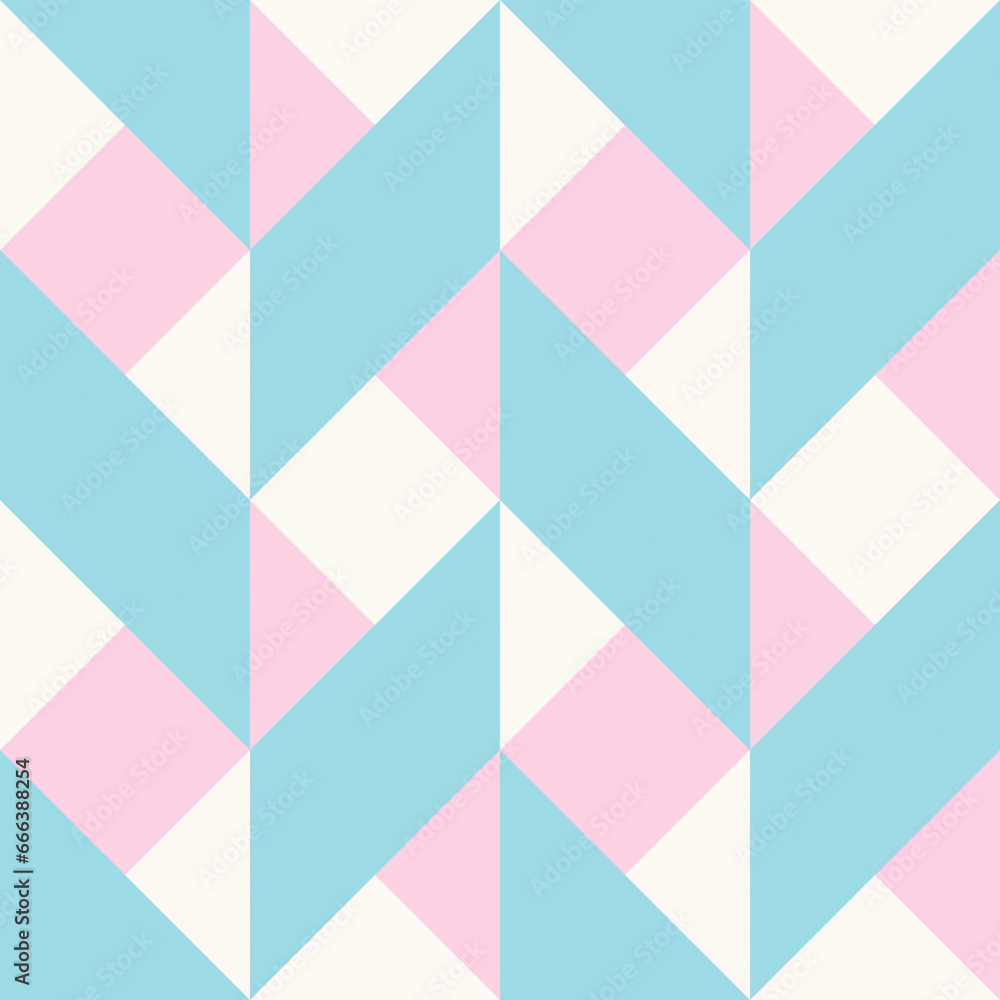 Poster seamless pattern of geometric shapes in '80s pastel colors, abstract minimalistic background. high r