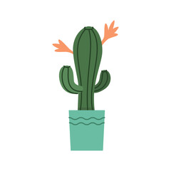 Cactus icon. Flat illustration of a succulent in a flower pot. Vector 10 EPS.