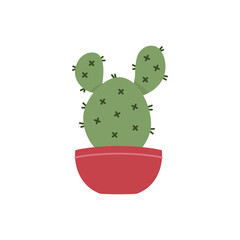 Cactus icon. Flat illustration of a succulent in a flower pot. Vector 10 EPS.