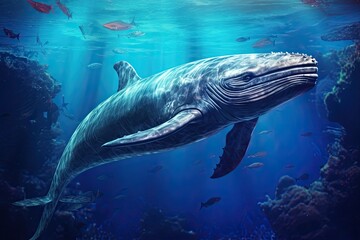 Fototapeta premium Whale Blue Color: Majestic Sea Creature Texture in Striking Detail