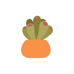 Cactus icon. Flat illustration of a succulent in a flower pot. Vector 10 EPS.