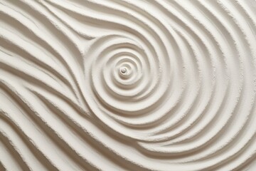 Fototapeta na wymiar White sand background with pattern, top view. Zen, meditation, harmony. Generative AI