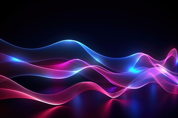 Naklejka premium abstract futuristic background with pink blue glowing neon moving high speed wave lines and bokeh lights. Data transfer concept Fantastic wallpaper