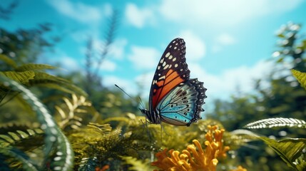 Butterfly on beautiful natural scene background
