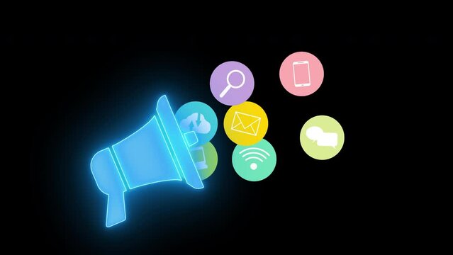 Megaphone icon speaking of cyber media communication. Able use graphic isolated transparent background.