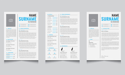 Colorful Personal Resume Design Template Job CV  Layout - obrazy, fototapety, plakaty