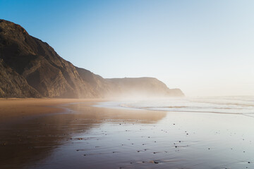 Full shot of a very nice beach in the Algarve, Portugal. Cordoama beach.