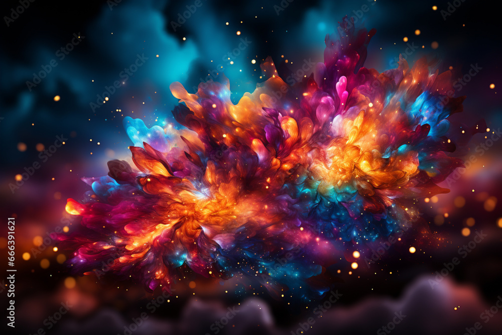 Aufkleber a colorful abstract background with swirling fireworks and vibrant bursts of light to celebrate the 