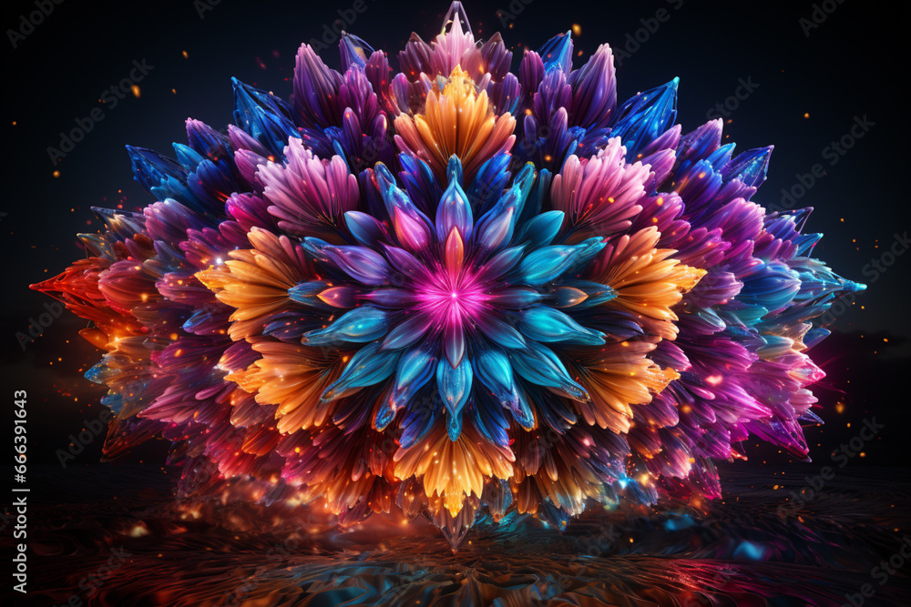 Aufkleber An abstract art piece of colorful fireworks creating a mesmerizing display of lights and patterns.  