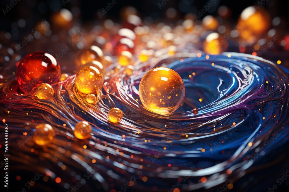 Fototapete a vibrant abstract background with swirling patterns and glowing orbs, symbolizing new beginnings an