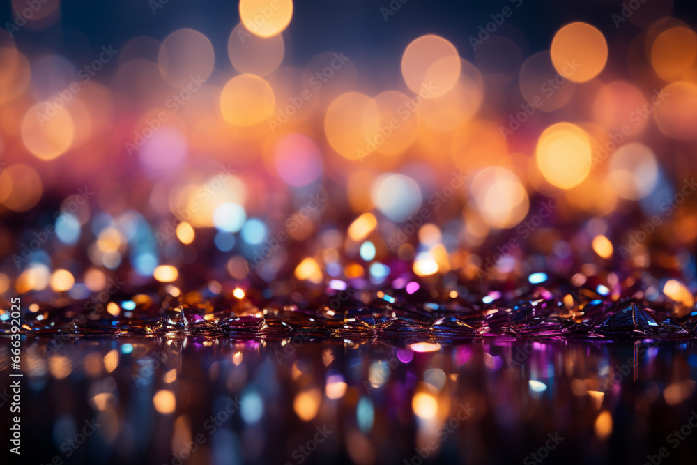Poster bokeh effect new year background with twinkling lights creating a dreamy and magical atmosphere.