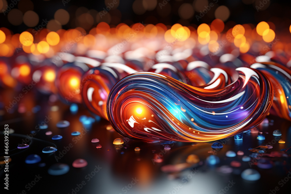 Poster a modern abstract christmas background with swirling patterns and festive colors.