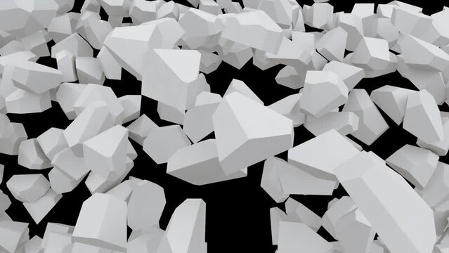 The wall explodes into pieces. Alpha channel