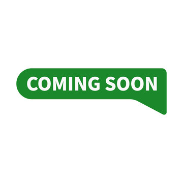 Coming Soon In Green Rounded Rectangle Shape For Launching Announcement
