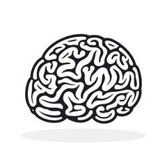 Brain logo icon. Black silhouette of mind symbol.