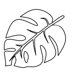 Vector monstera leaf outline. Tropical exotic plants black and white illustration. Suitable for fun coloring for children