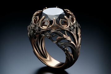 Ring with dark design. Generative AI