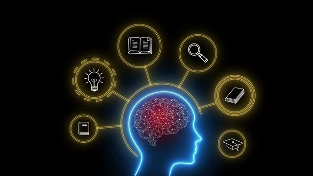 Human brain visual have circle of many elements about education.