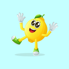 Cute lemon character smiling with a happy expression