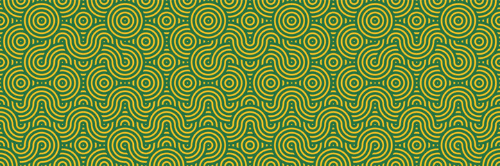 Seamless pattern in oriental geometric traditional style. Premium festive japanese ornament for lunar chinese new year decoration. Green abstract asian vector creative motif. Vintage Decor.