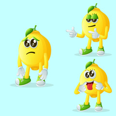 Cute lemon characters with different facial expressions