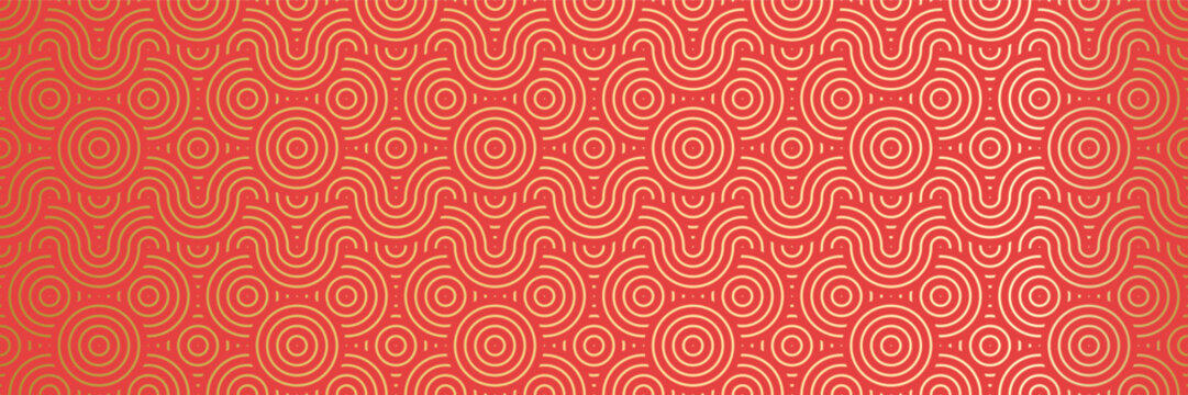 Asian Geometric Background Pattern. Modern and Vintage Oriental Circles Lines and waves for Festive Celebrations and Aesthetic Wallpaper.