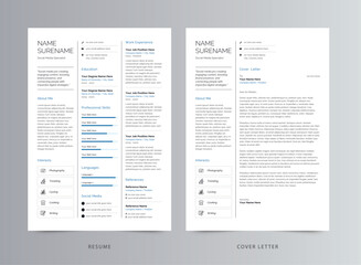 Clean Professional Resume or CV and Cover Letter Template