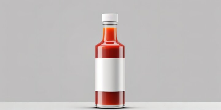 mock up a sauce bottle with a blank white label for your product text
