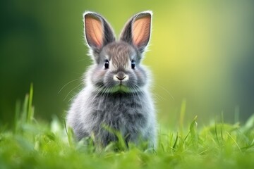 Cute rabbit on the green grass