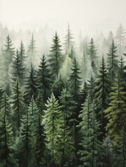Watercolour Landscape Forest Painting 