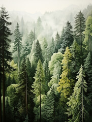 Watercolour Landscape Forest Painting 