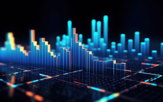 Financial financial bar chart background,created with Generative AI tecnology.