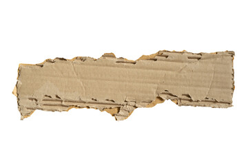 torn long brown cardboard paper on white background