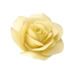 Romantic yellow rose flower bud with petals 3d icon realistic vector illustration