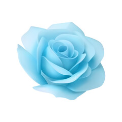Blue elegant rose flower bud blossom decor element 3d icon realistic vector illustration