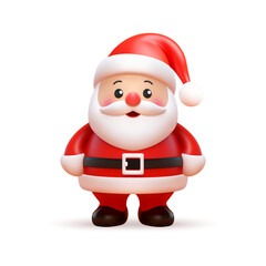 Positive Santa Claus Christmas grandfather in red costume 3d icon realistic vector illustration