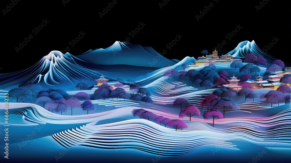 Poster curve mountain abstract background,created with generative ai tecnology.