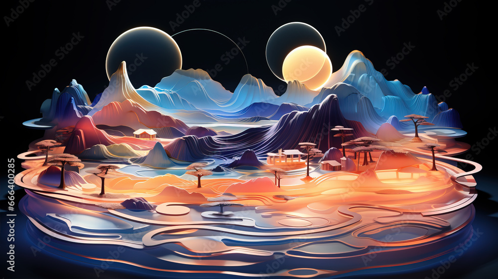 Poster curve mountain abstract background,created with generative ai tecnology.